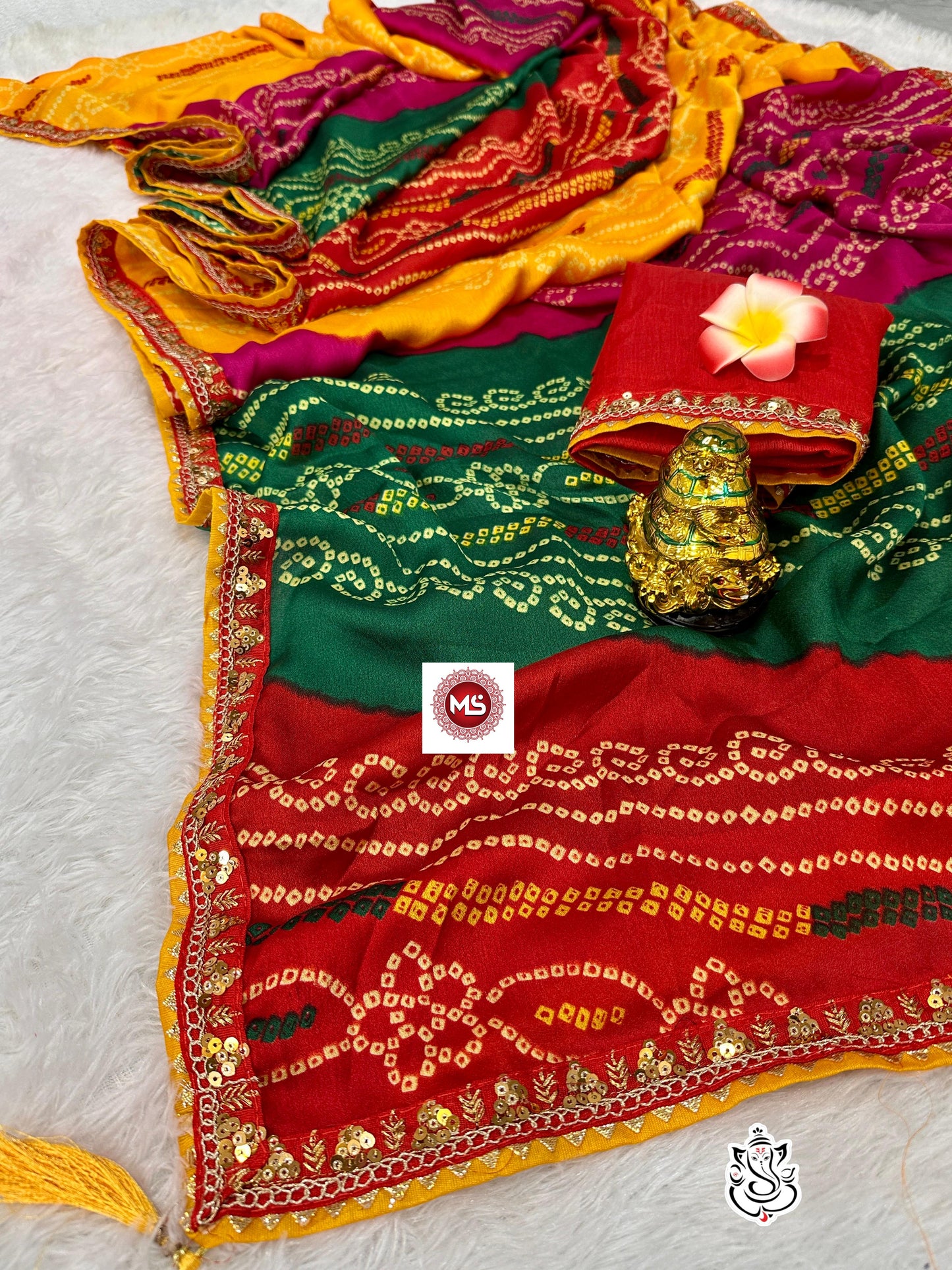 Pachrangi Bandhej Saree