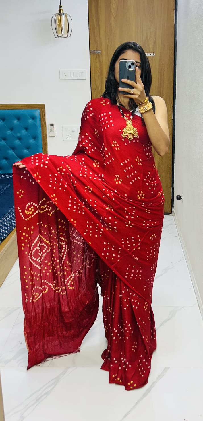 Gaji Silk Original Bandhani Saree