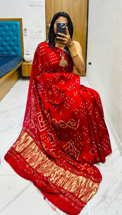 Gaji Silk Original Bandhani Saree