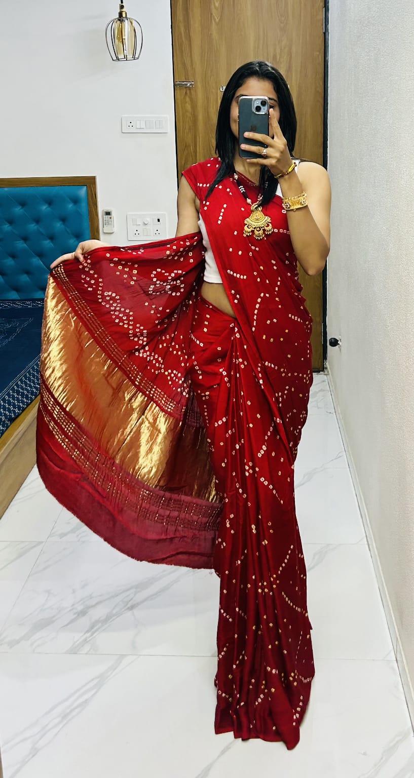 Gaji Silk Original Bandhani Saree
