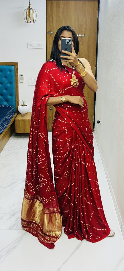 Gaji Silk Original Bandhani Saree