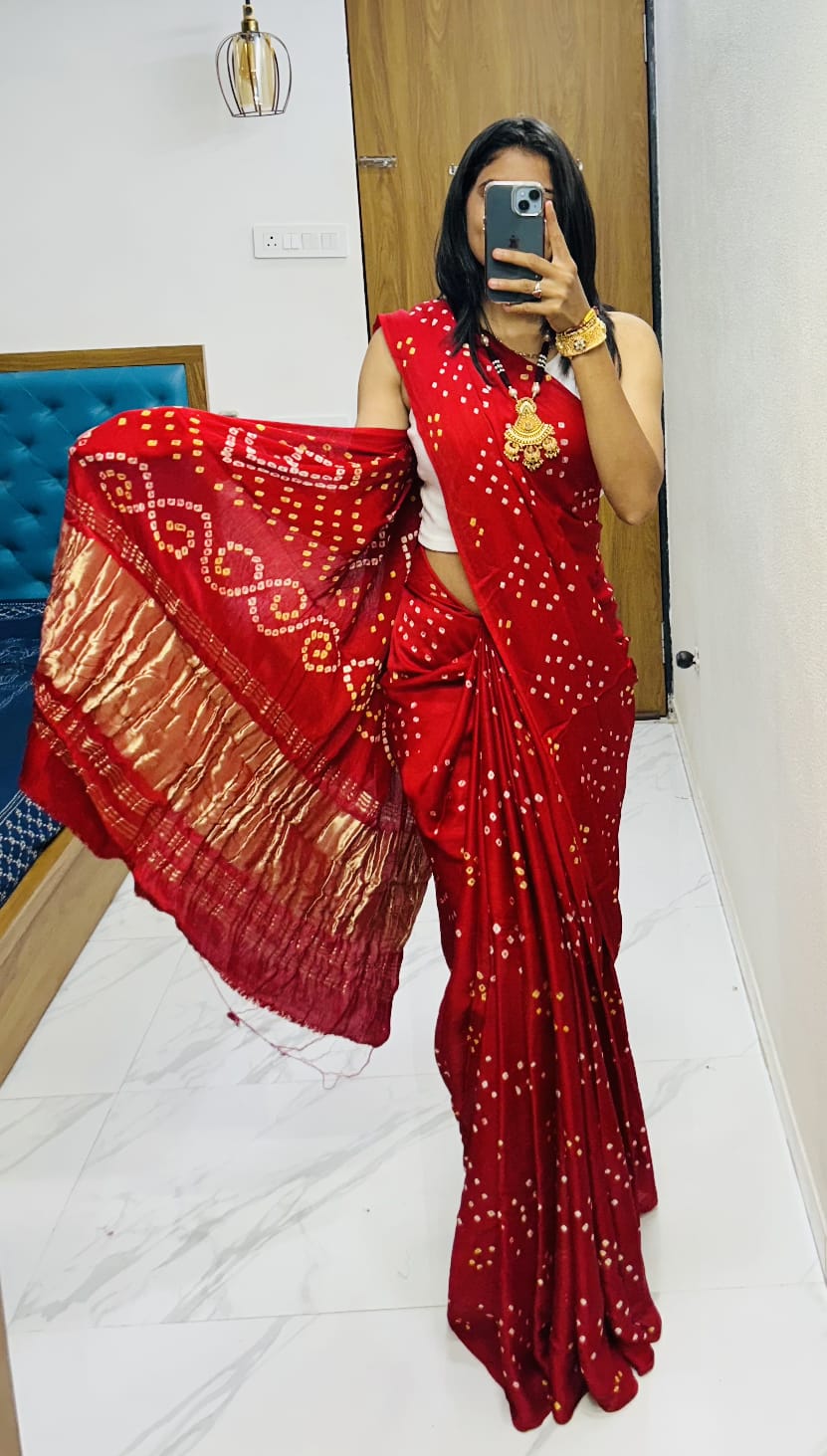 Gaji Silk Original Bandhani Saree