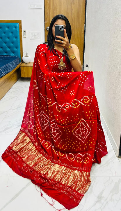 Gaji Silk Original Bandhani Saree