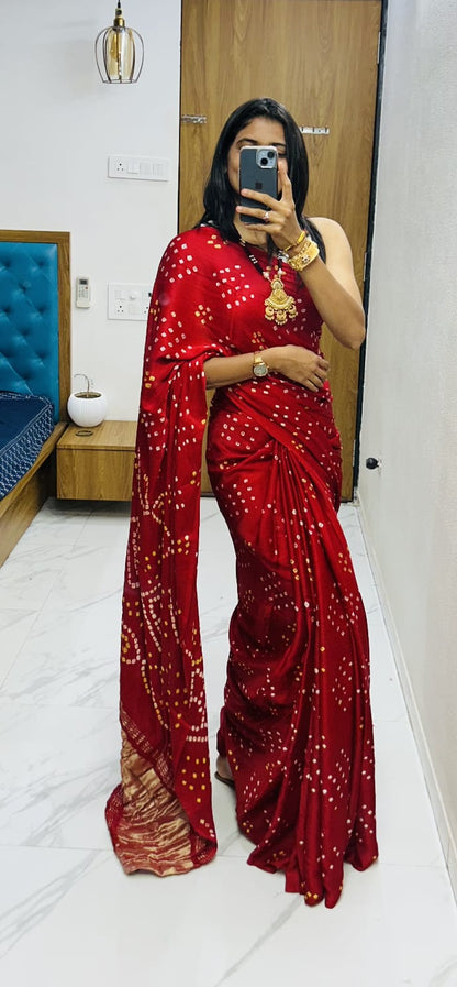 Gaji Silk Original Bandhani Saree