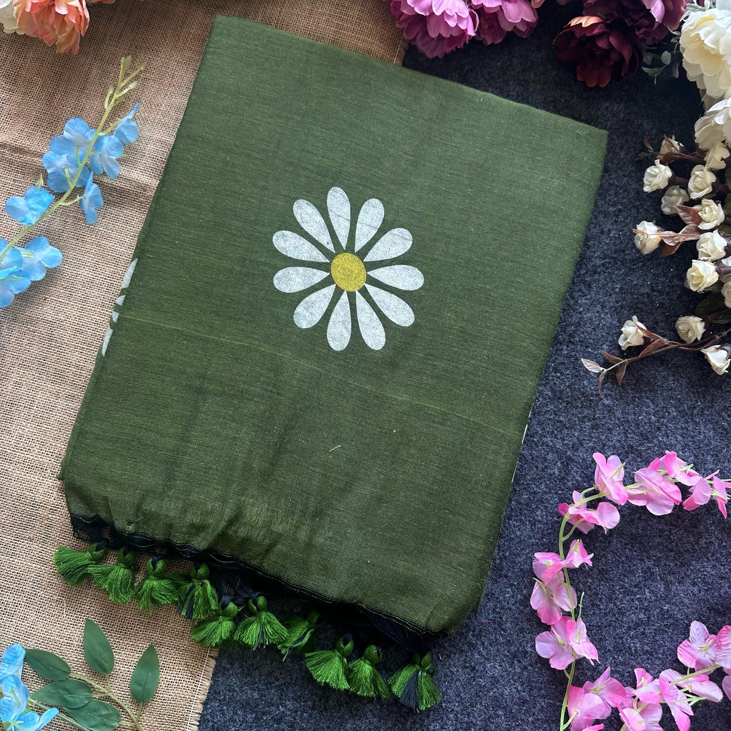 Sunflower Print Saree