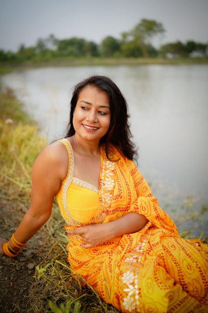 Gota Patti With Bandhani