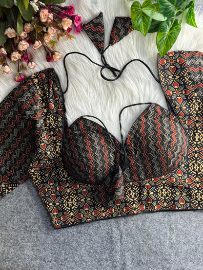 AJRAKH COTTON HALTER NECK BLOUSE