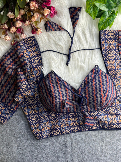 AJRAKH COTTON HALTER NECK BLOUSE
