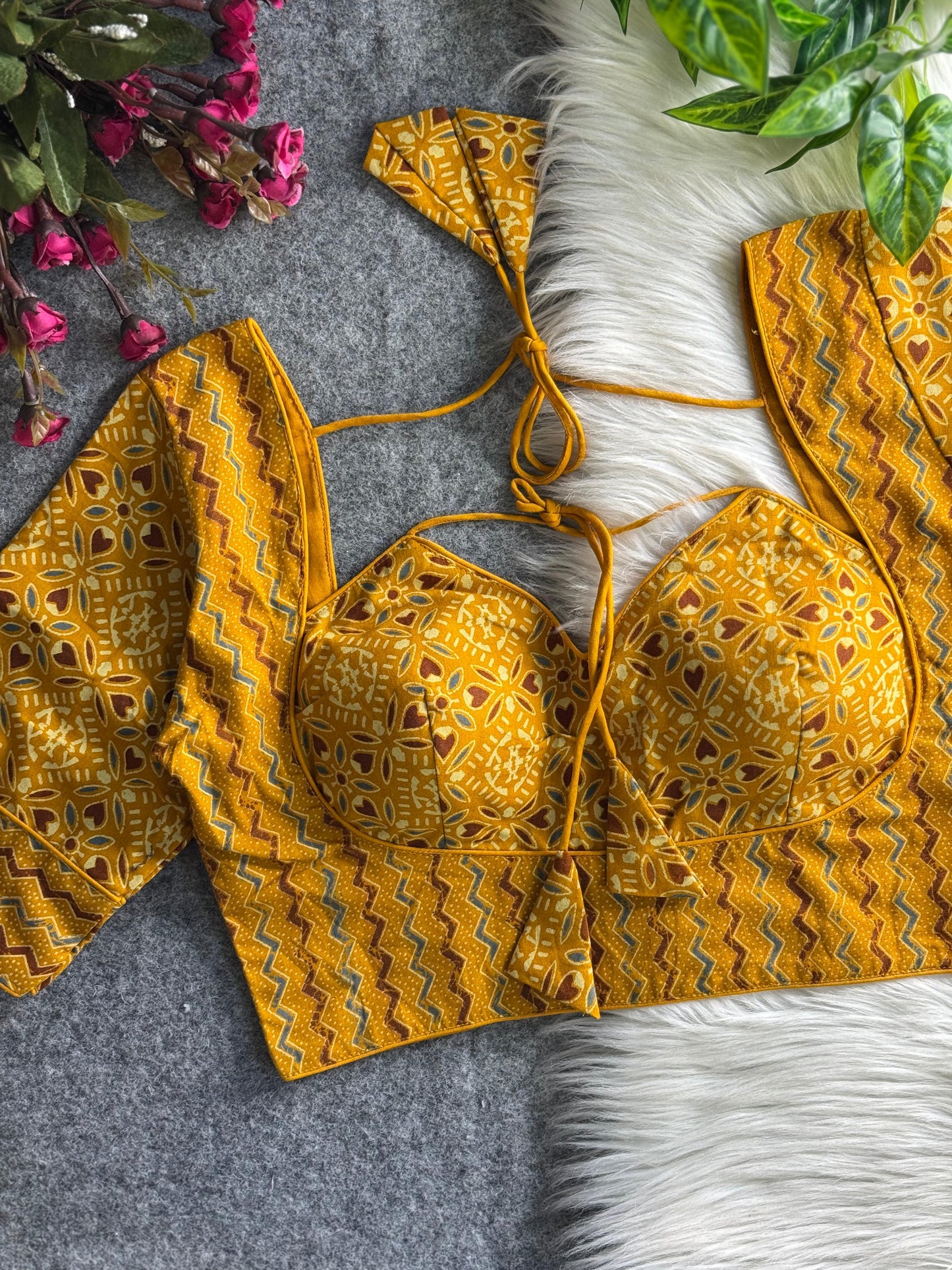 AJRAKH COTTON HALTER NECK BLOUSE