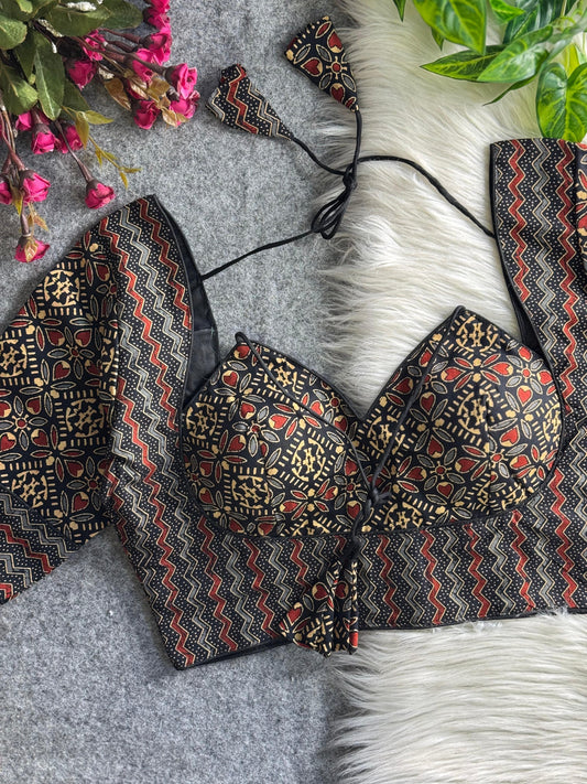 AJRAKH COTTON HALTER NECK BLOUSE