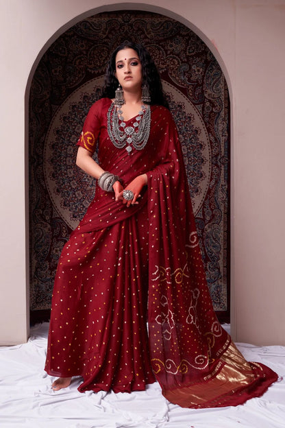 Gaji Silk Original Bandhani Saree