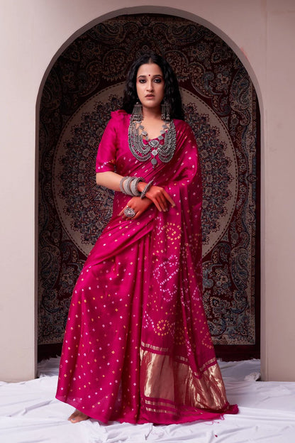 Gaji Silk Original Bandhani Saree