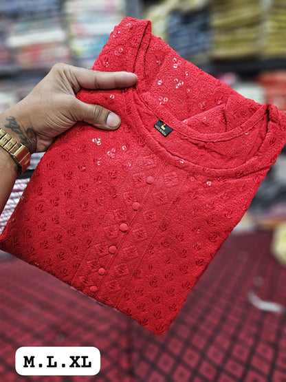 Heavy Rayon New Lucknowi Embroidery Kurti