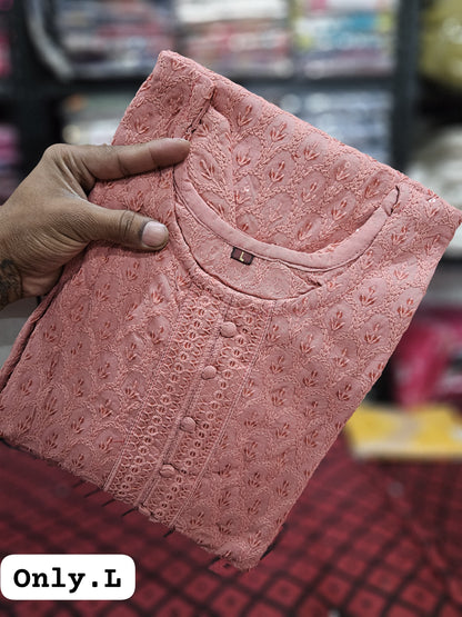 Heavy Rayon New Lucknowi Embroidery Kurti