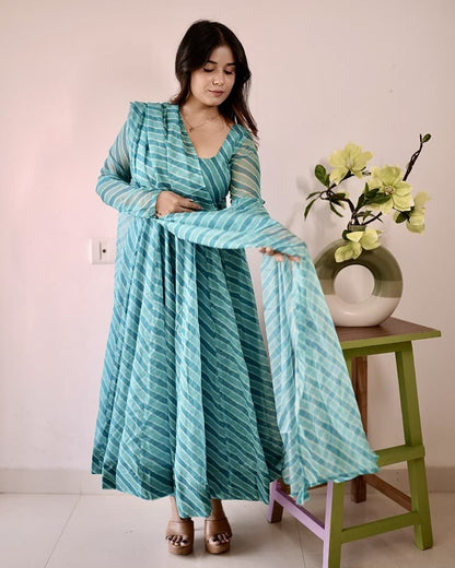 Tabby Organza Three Piece Anarkali Suit