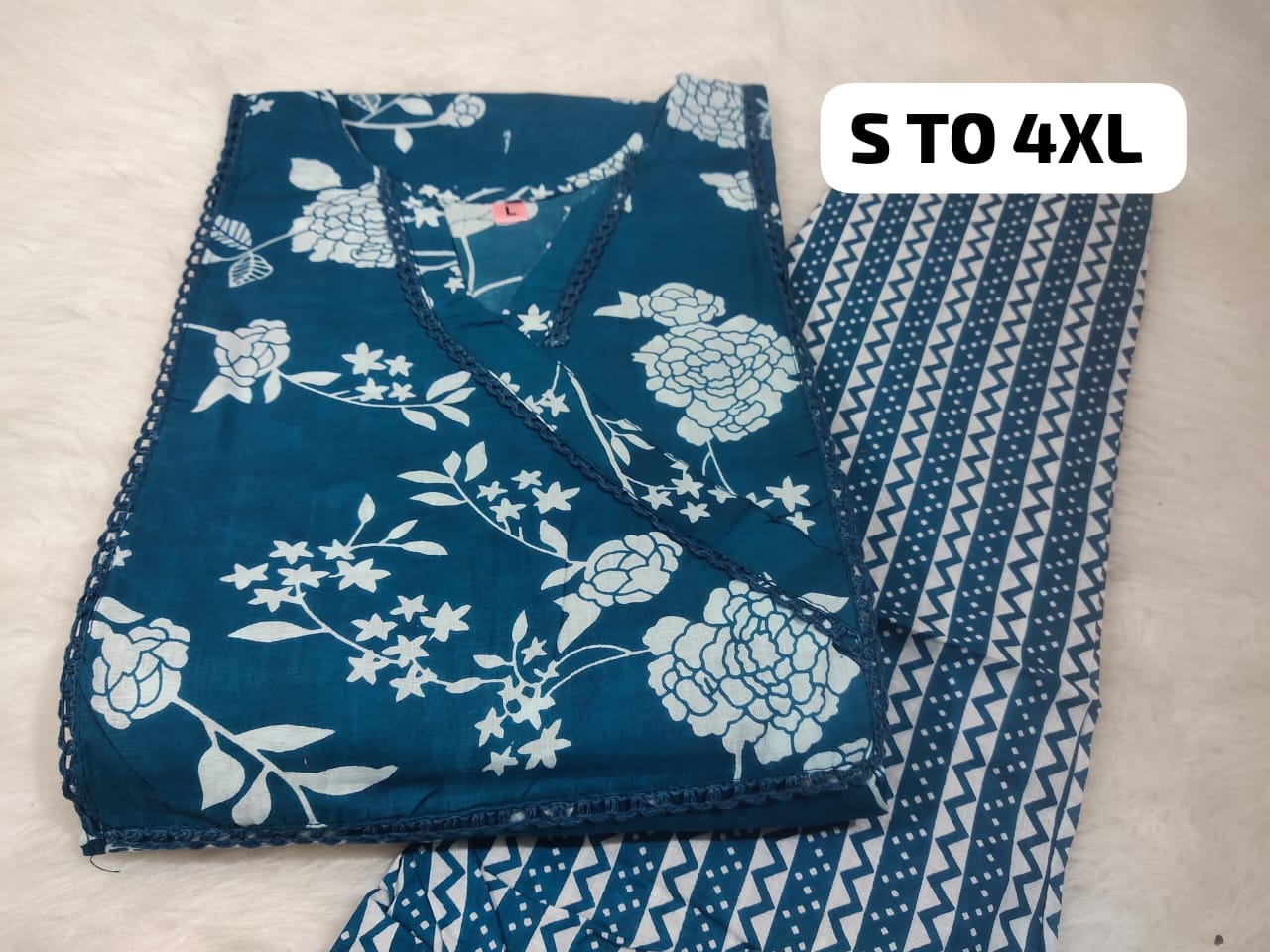 Jaipuri Cambric Cotton Kurti Pant Set