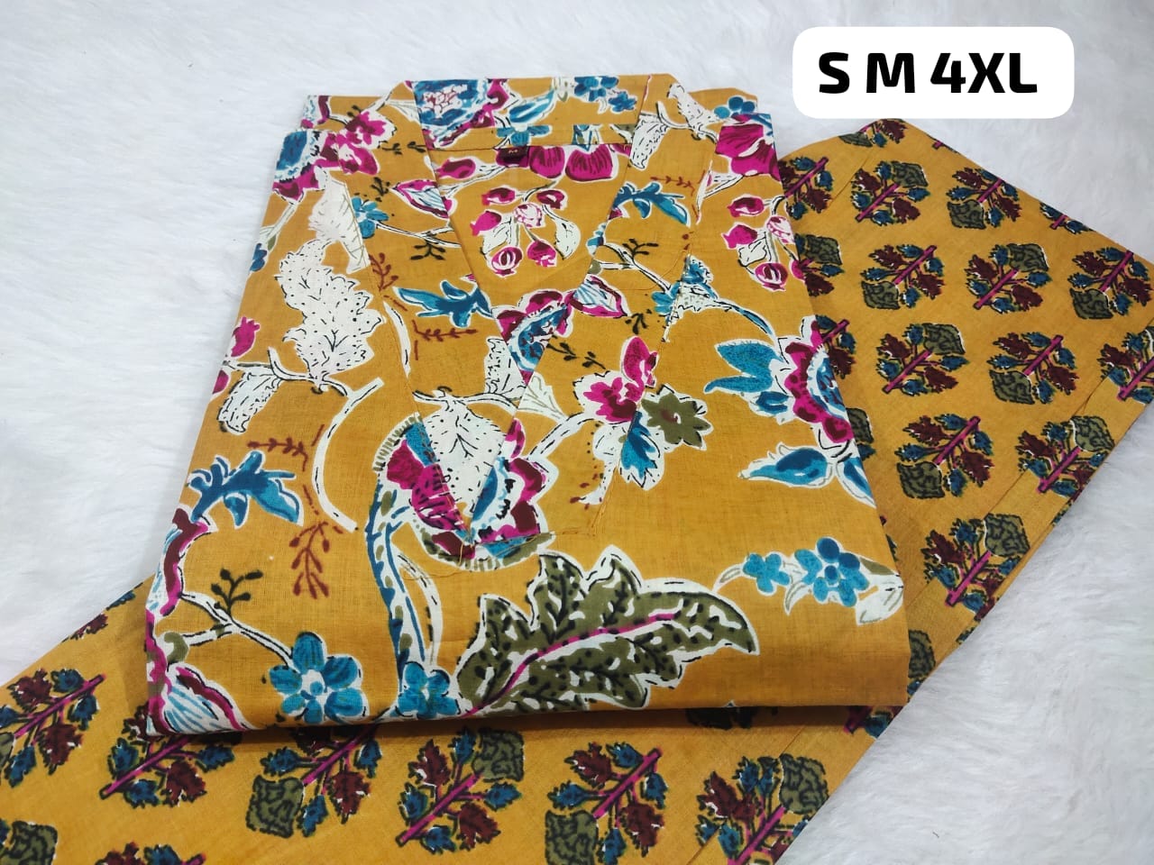 Jaipuri Cambric Cotton Kurti Pant Set