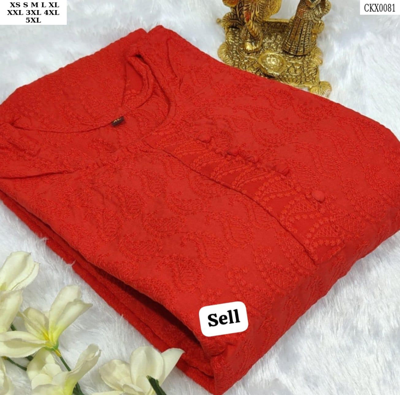 HEAVY CHIKANKARI WORK STRAIGHT KURTI