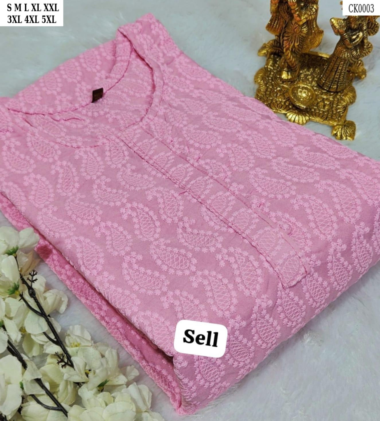 HEAVY CHIKANKARI WORK STRAIGHT KURTI