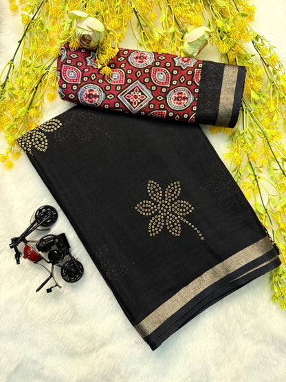 Mul Mul Cotton Bandhej Flower Saree