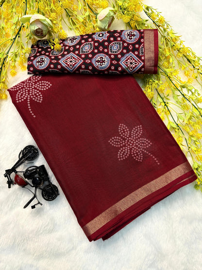 Mul Mul Cotton Bandhej Flower Saree