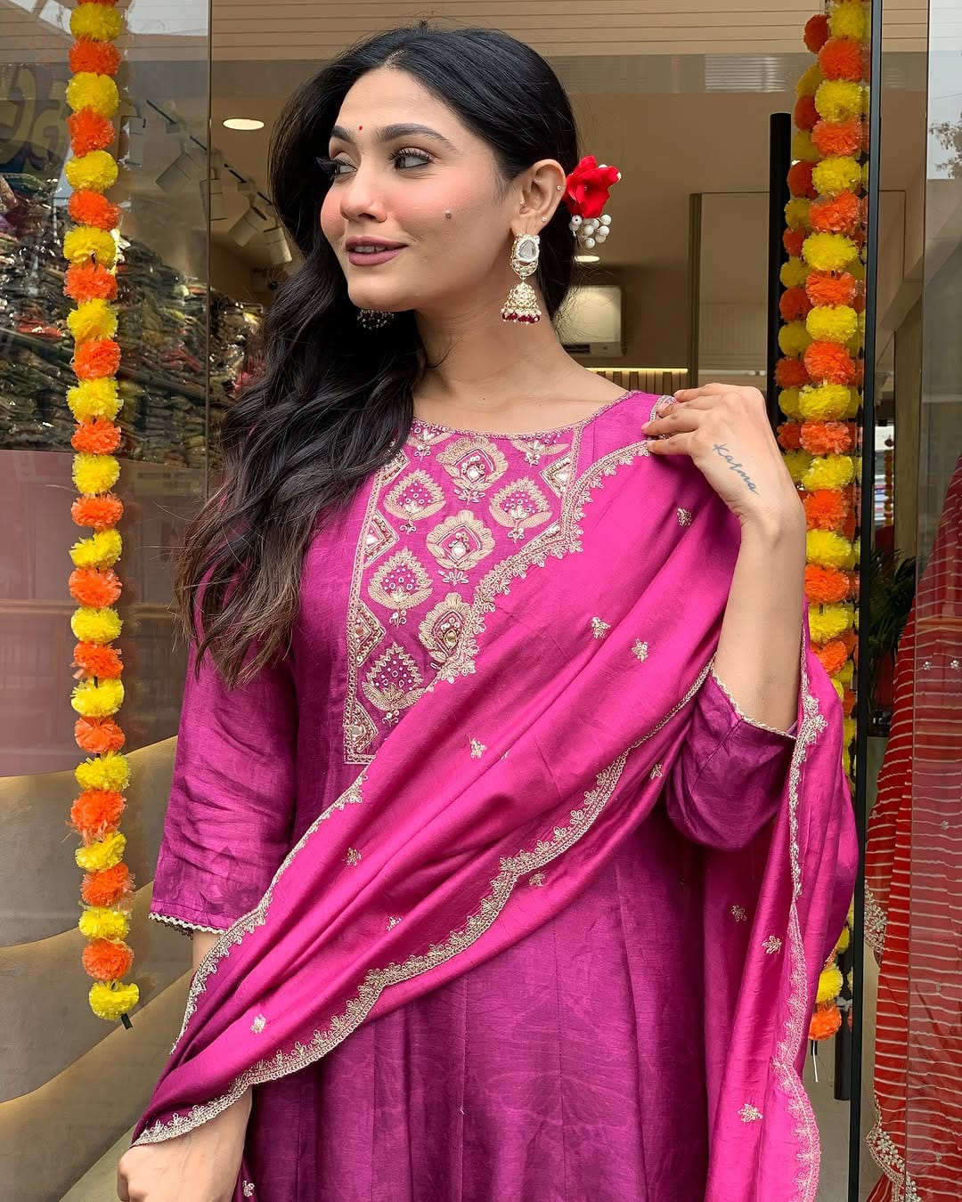 Pink Violet Kurti Set