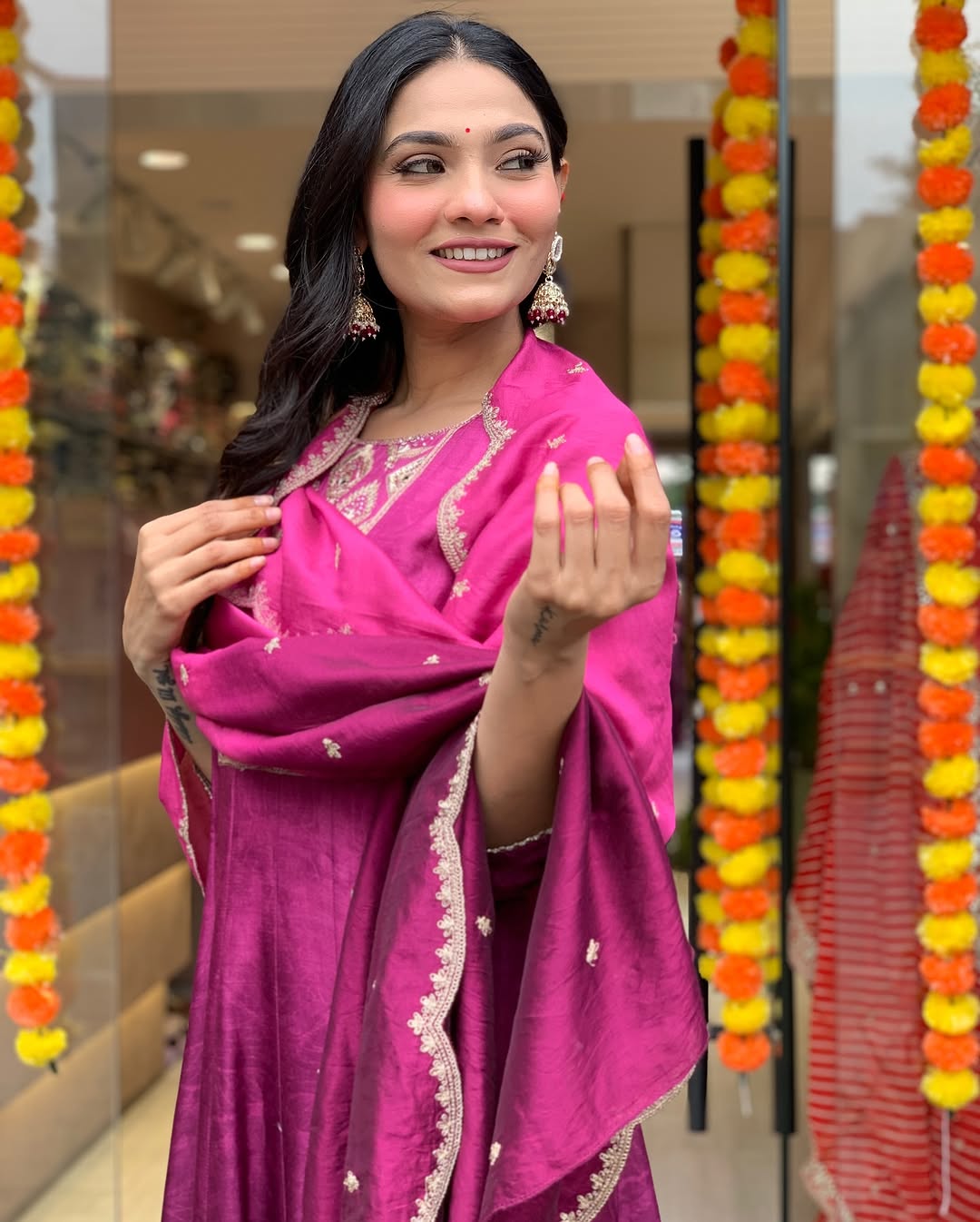Pink Violet Kurti Set