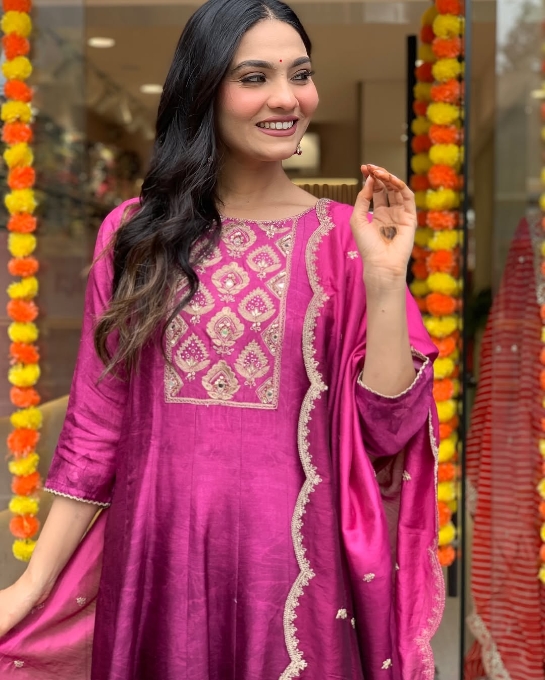 Pink Violet Kurti Set