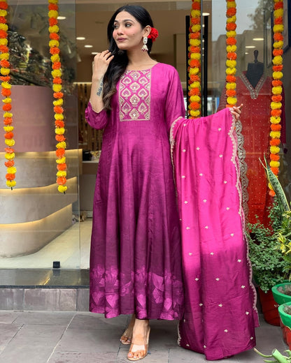 Pink Violet Kurti Set