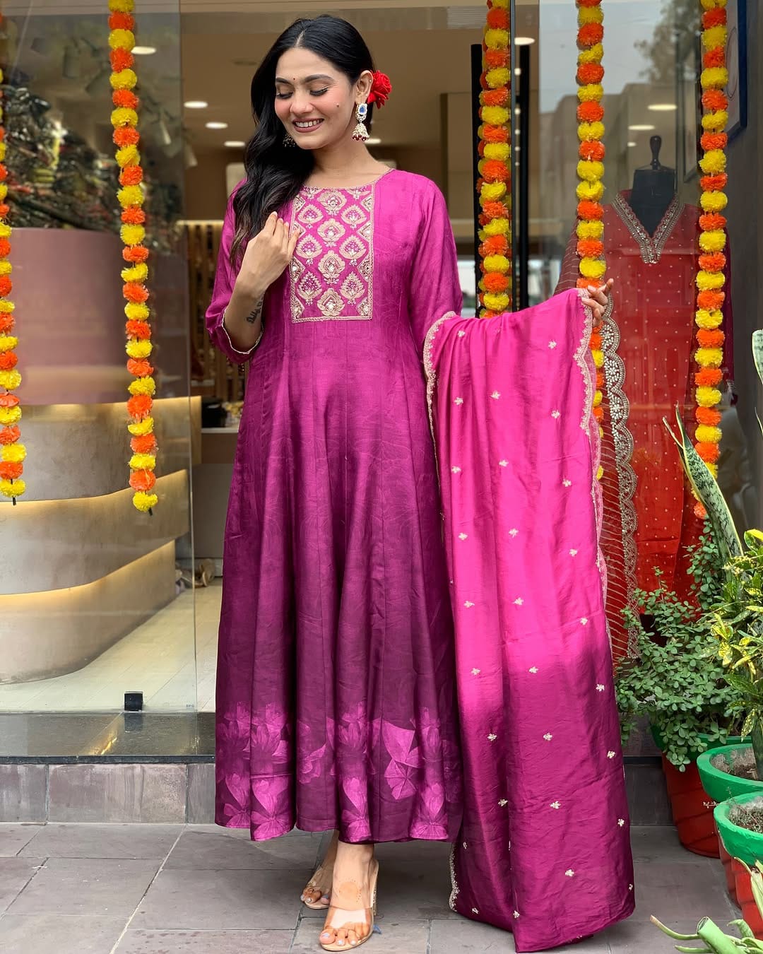 Pink Violet Kurti Set