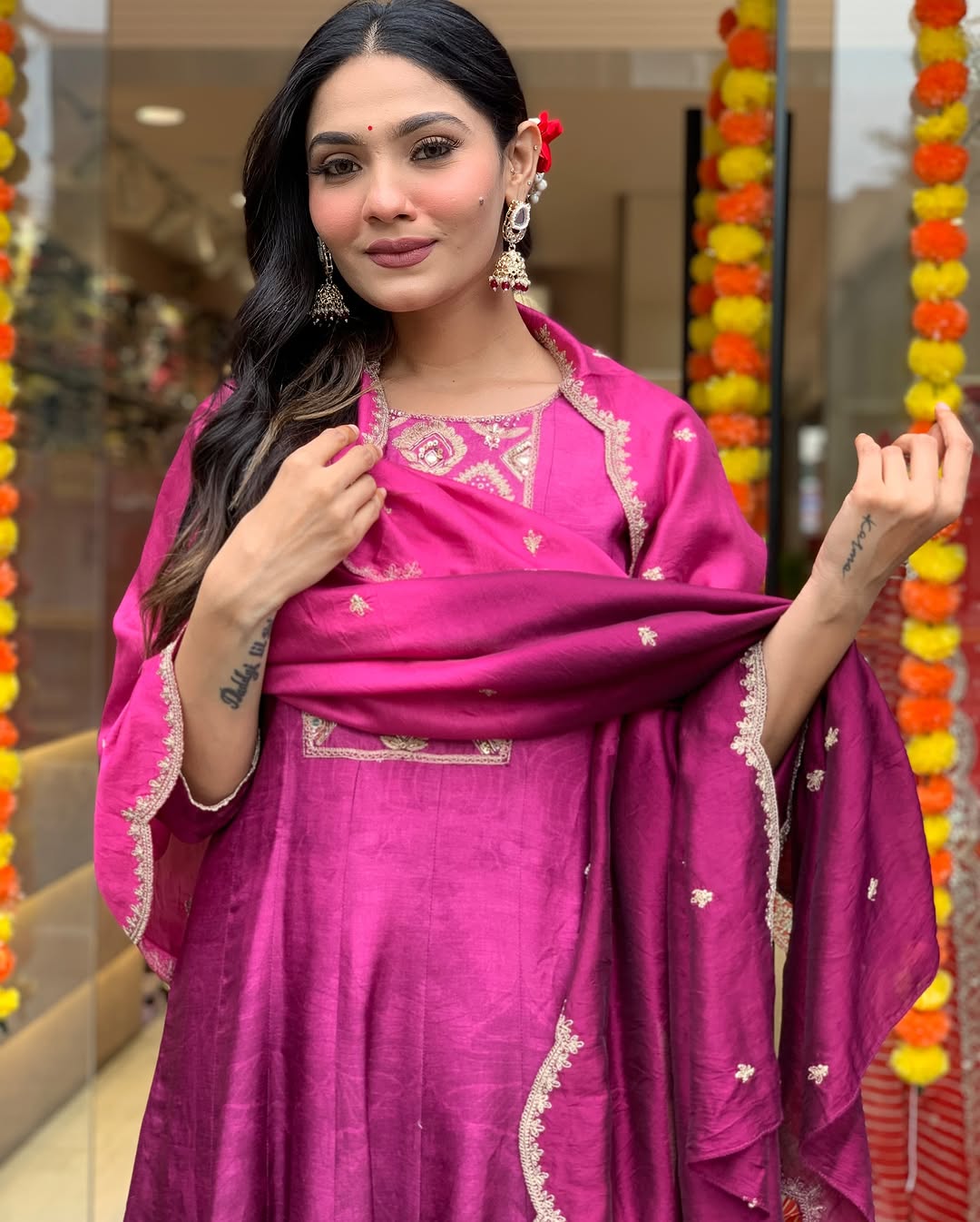 Pink Violet Kurti Set