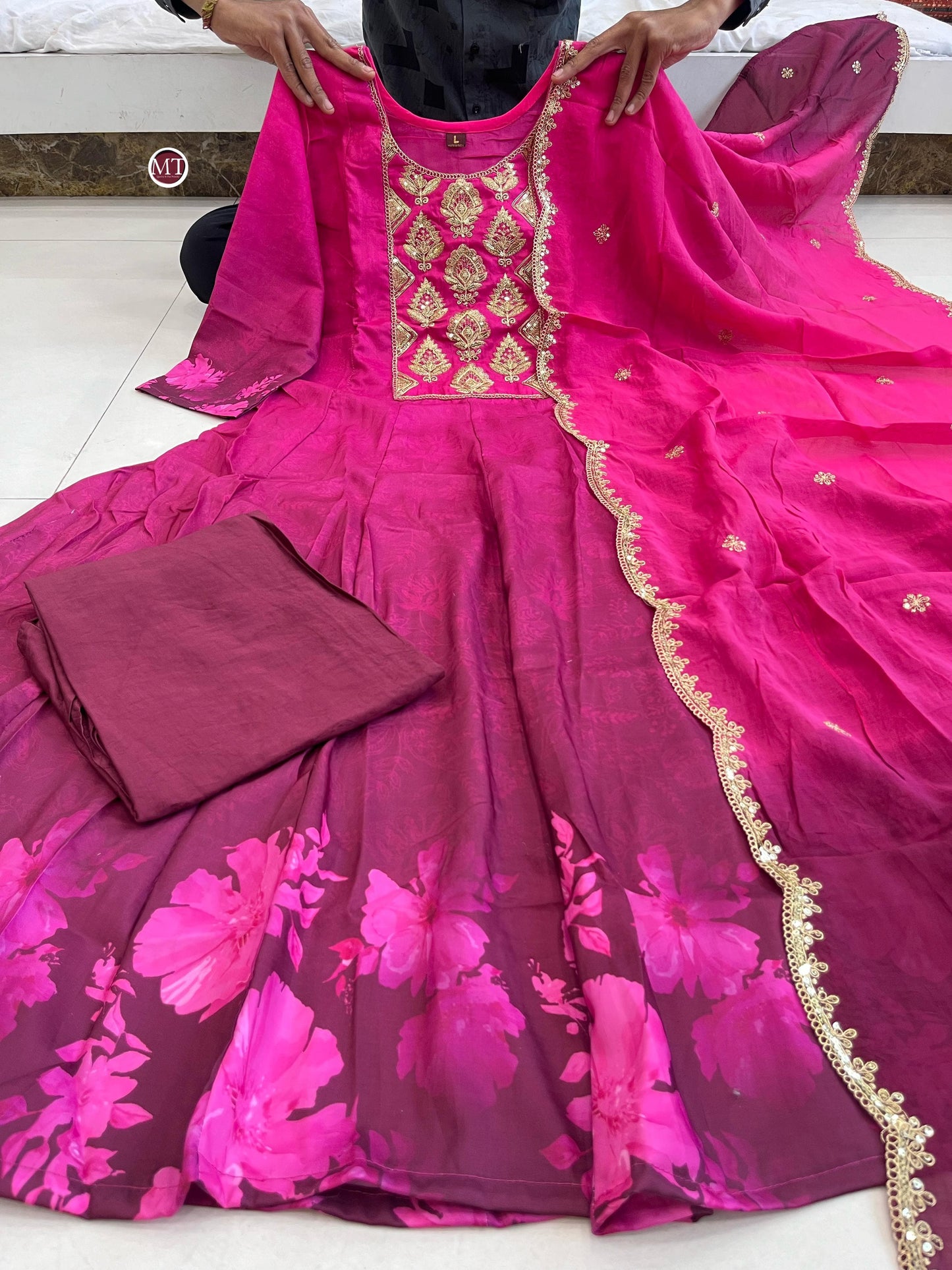 Pink Violet Kurti Set