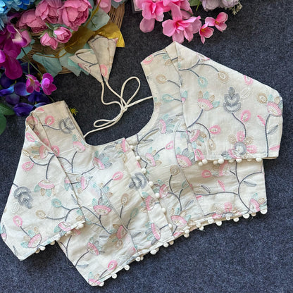 Pure Camric Cotton Dyeable Blouse