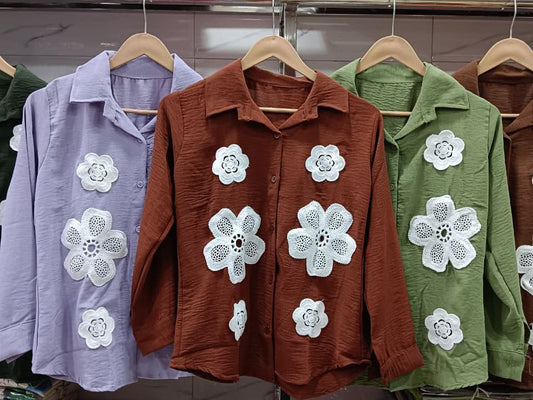 Floral Patch Embroidered Shirt