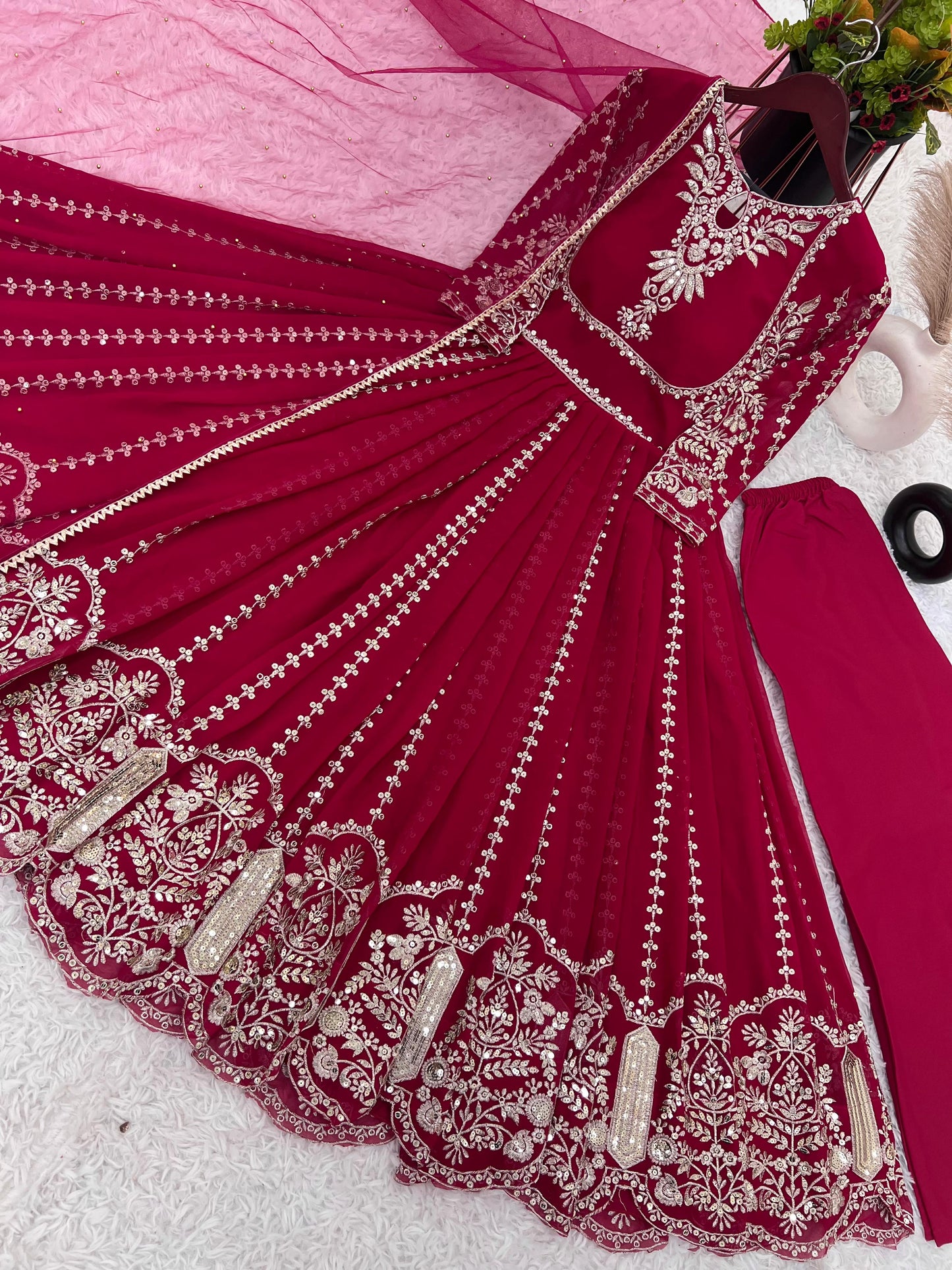 Embroidery Sequence Work Gown