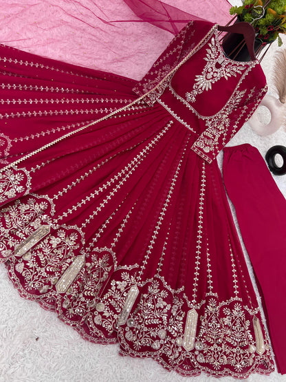 Embroidery Sequence Work Gown