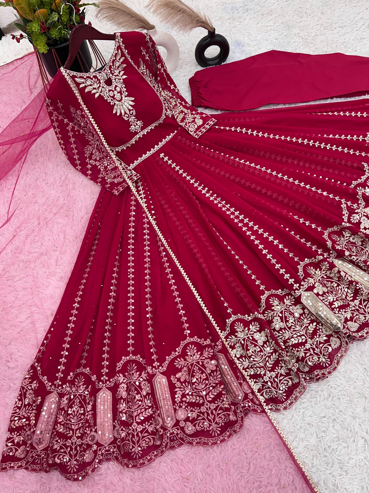 Embroidery Sequence Work Gown
