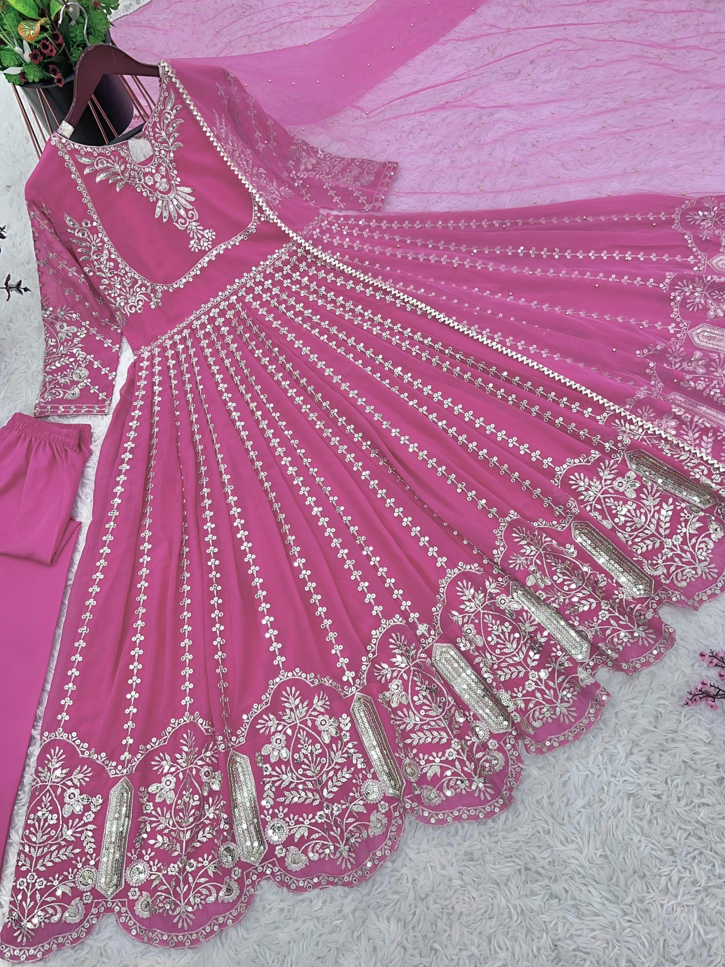 Embroidery Sequence Work Gown
