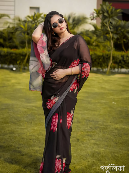 Georgette Handwork Saree