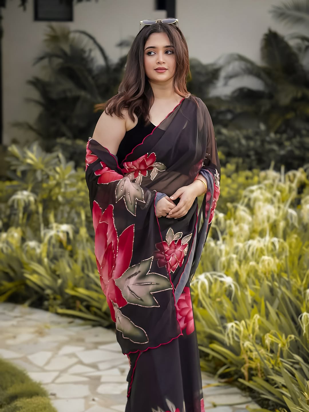 Georgette Handwork Saree