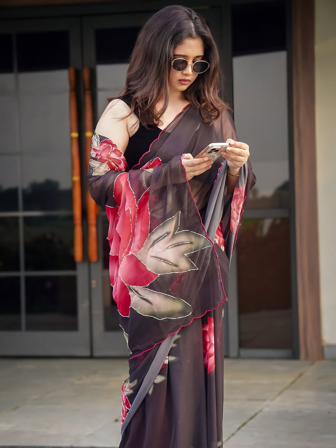 Georgette Handwork Saree