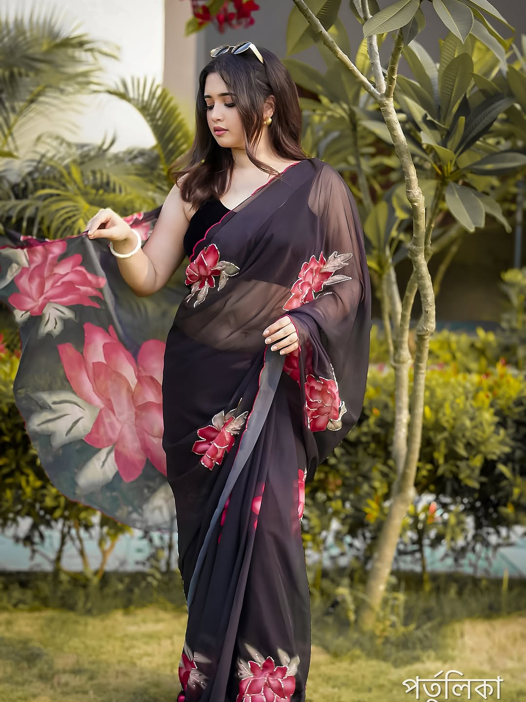 Georgette Handwork Saree