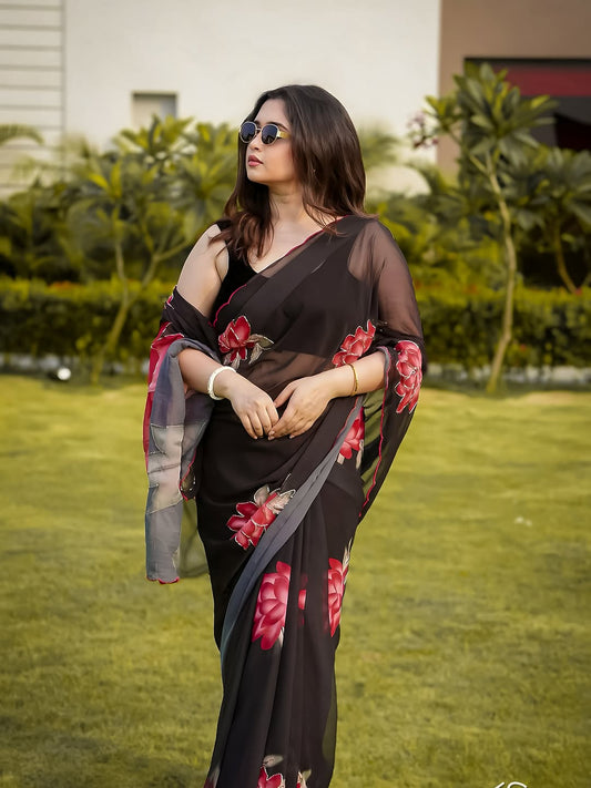 Georgette Handwork Saree