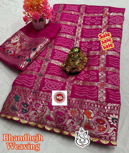 Viscose Meenakari Bandej Saree