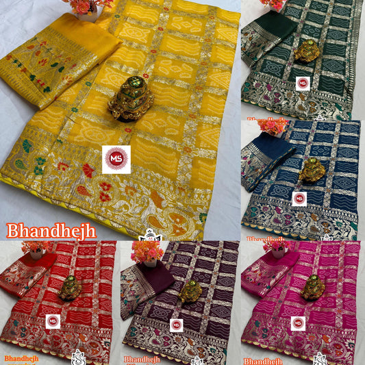 Viscose Meenakari Bandej Saree