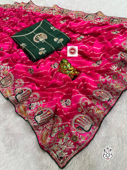 Georgette Lehriya Saree