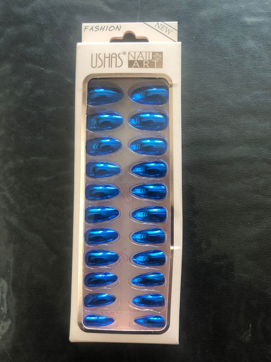 Metallic Blue Nails