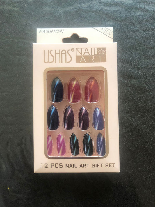 Multicolor Cat Eye Nails