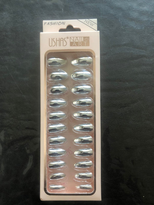 Metallic Silver Nails