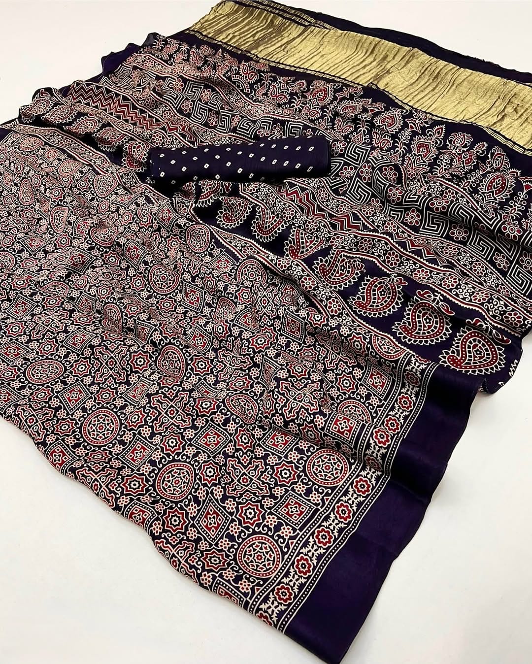 Modal Silk Ajrakh Saree